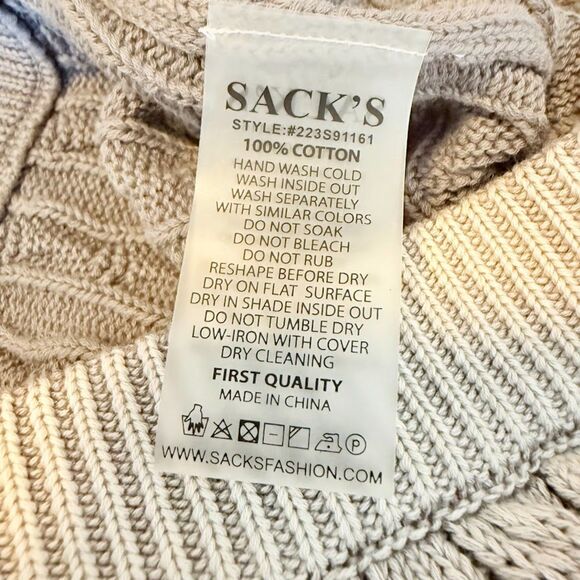 Sack's 100% Cotton Cable Knit Sweater Wide Leg Pants in Gray Ombre size M/L - Picture 11 of 11